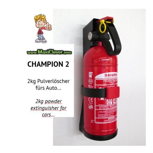 CHAMPION 2 - 2kg Dauerdruck ABC Pulverlöscher fürs Auto...
